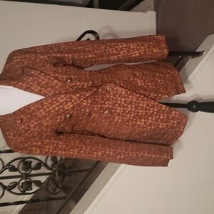 Brown Lace Pattern Blazer- Size XL